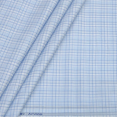 Shirt Fabric Arvind Poly Cotton Wrinkle Free Check Colour Light Blue