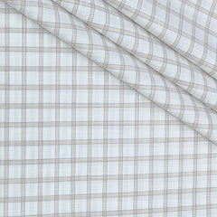 Shirt Fabric Arvind Poly Cotton Wrinkle Free Check Colour Light Brown N White