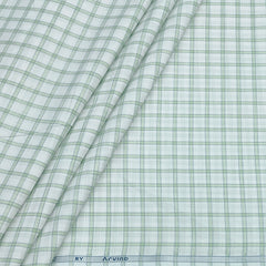 Shirt Fabric Arvind Poly Cotton Wrinkle Free Check Colour Green N White