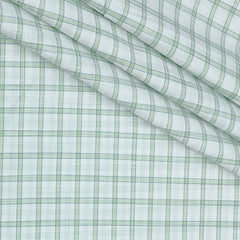 Shirt Fabric Arvind Poly Cotton Wrinkle Free Check Colour Green N White