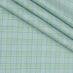 Shirt Fabric Arvind Poly Cotton Wrinkle Free Check Colour Tea Green