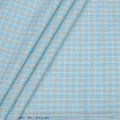 Shirt Fabric Arvind Poly Cotton Wrinkle Free Check Colour Light Firozi