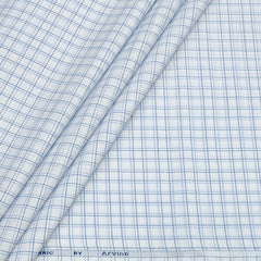 Shirt Fabric Arvind Poly Cotton Wrinkle Free Check Colour Blue N White