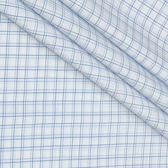 Shirt Fabric Arvind Poly Cotton Wrinkle Free Check Colour Blue N White