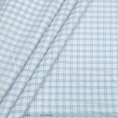 Shirt Fabric Arvind Poly Cotton Wrinkle Free Check Colour Light Blue N White