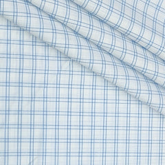 Shirt Fabric Arvind Poly Cotton Wrinkle Free Check Colour Light Blue N White