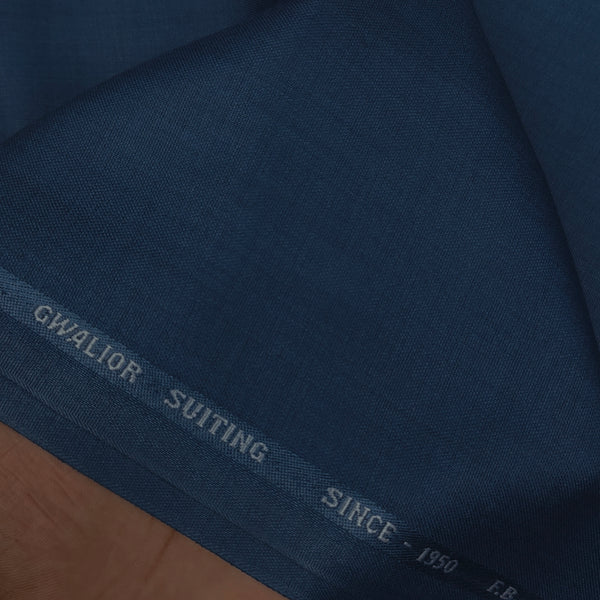 Trouser Fabric Gr Gwalior Poly Viscose Slub Colour Teal Blue