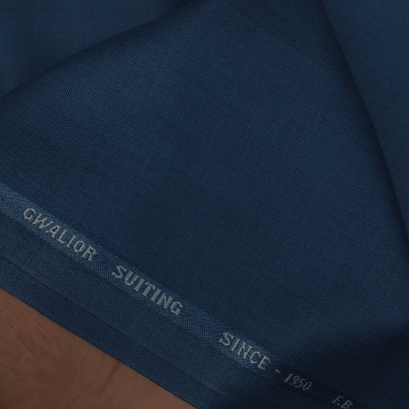 Trouser Fabric Gr Gwalior Poly Viscose Slub Colour Teal Blue