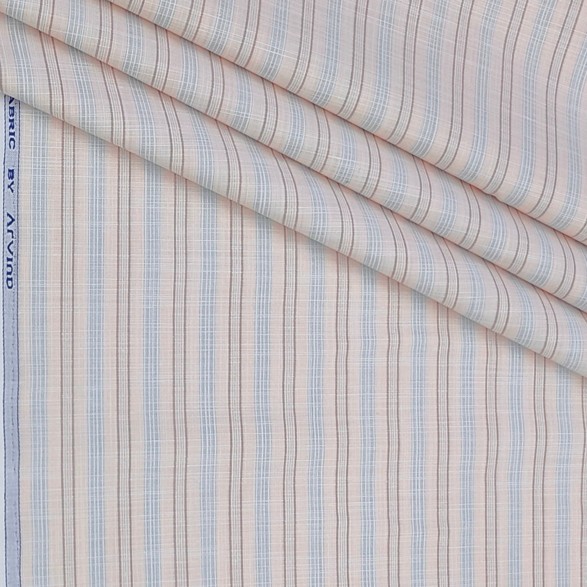 Shirt Fabric Arvind Poly Cotton Wrinkle Free Lining With Slub Colour Light Peach