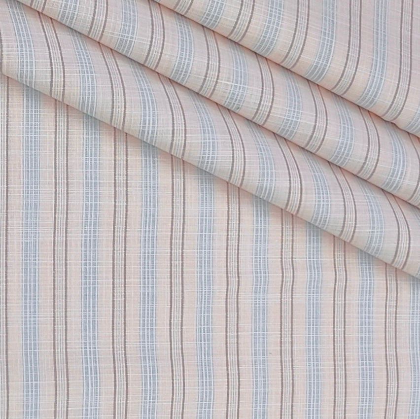 Shirt Fabric Arvind Poly Cotton Wrinkle Free Lining With Slub Colour Light Peach