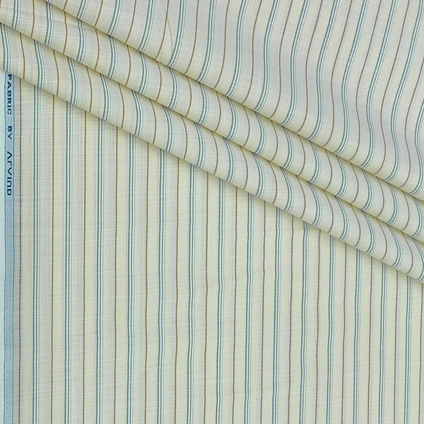 Shirt Fabric Arvind Poly Cotton Wrinkle Free Broad Lining With Slub Colour Ash Brown