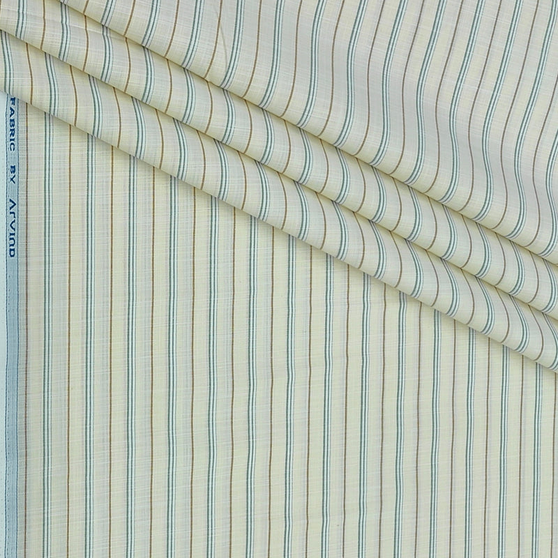 Shirt Fabric Arvind Poly Cotton Wrinkle Free Broad Lining With Slub Colour Ash Brown