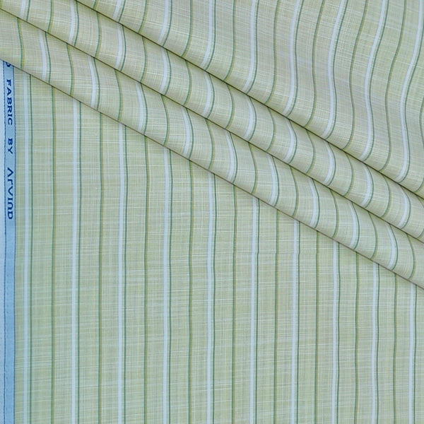 Shirt Fabric Arvind Poly Cotton Wrinkle Free Broad Lining With Slub Colour Dull Green