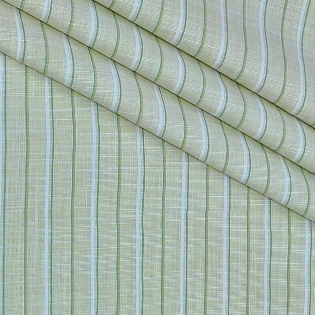 Shirt Fabric Arvind Poly Cotton Wrinkle Free Broad Lining With Slub Colour Dull Green