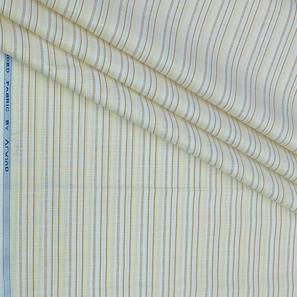 Shirt Fabric Arvind Poly Cotton Wrinkle Free Broad Lining With Slub Colour Ash Brown