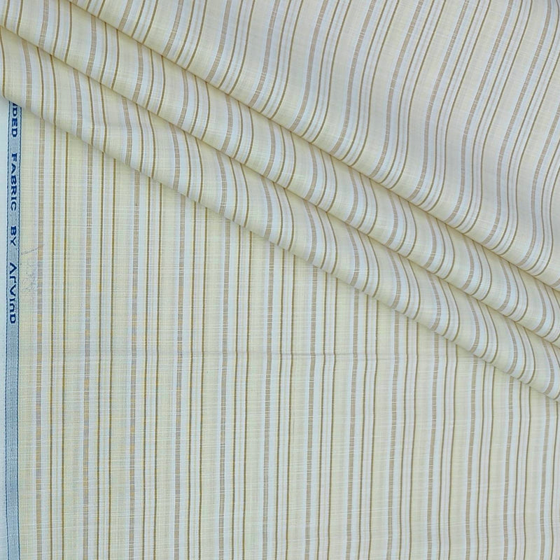 Shirt Fabric Arvind Poly Cotton Wrinkle Free Broad Lining With Slub Colour Ash Brown
