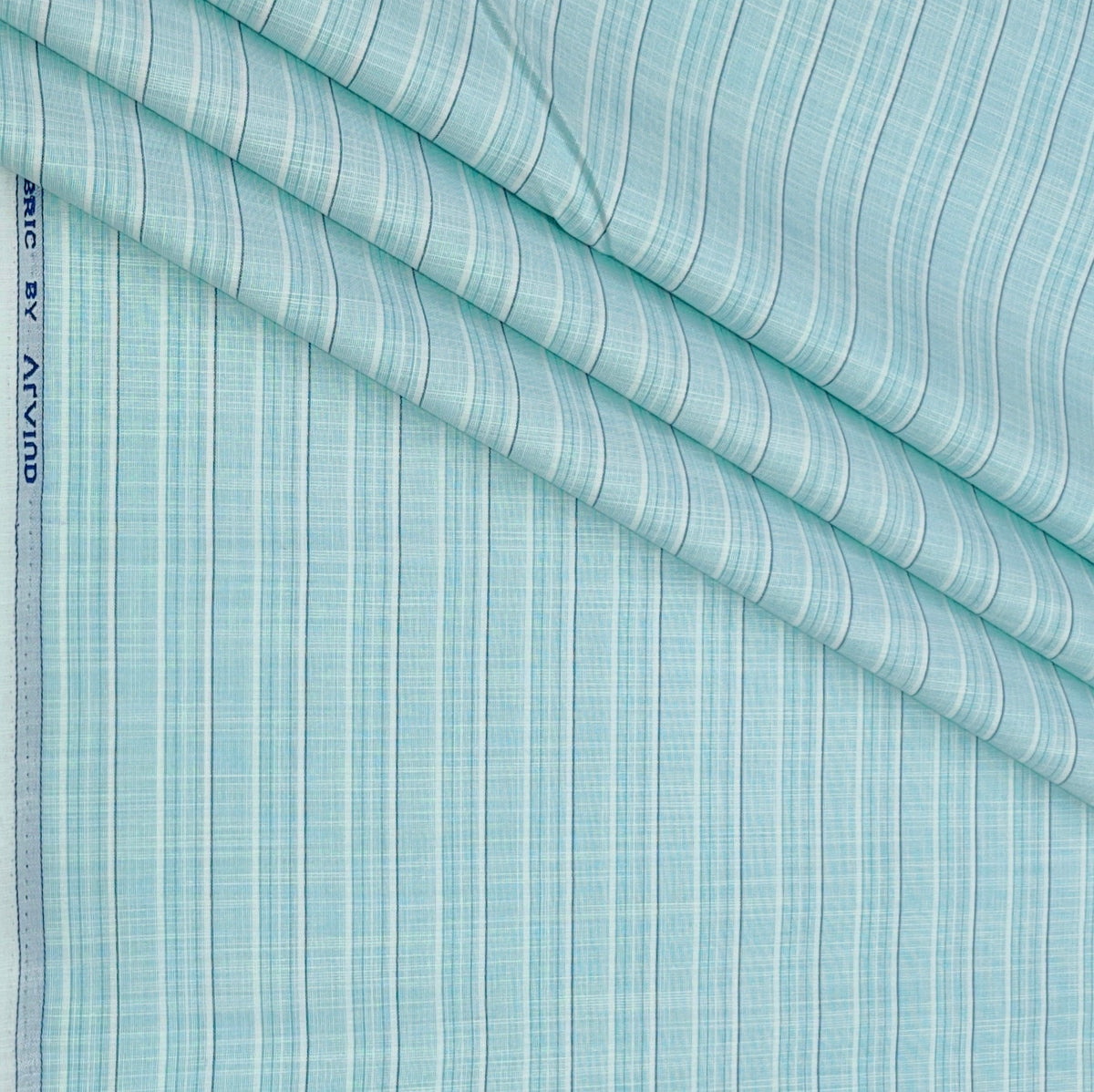 Shirt Fabric Arvind Poly Cotton Wrinkle Free Broad Lining With Slub Colour Mint Green