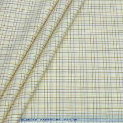 Shirt Fabric Arvind Poly Cotton Wrinkle Free Check Colour Light Brown