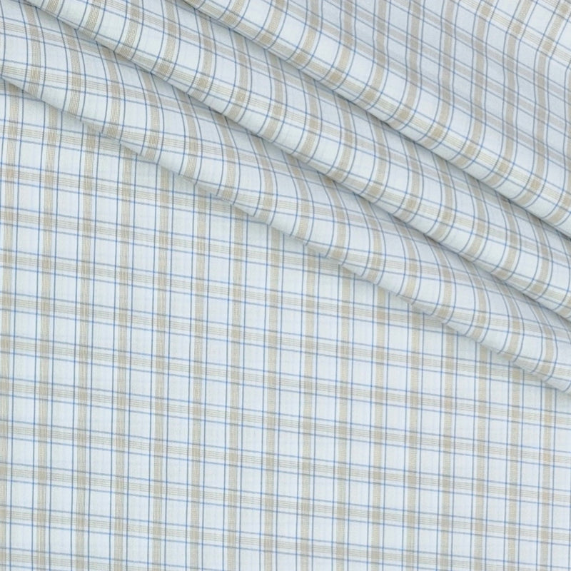 Shirt Fabric Arvind Poly Cotton Wrinkle Free Check Colour Brown N White