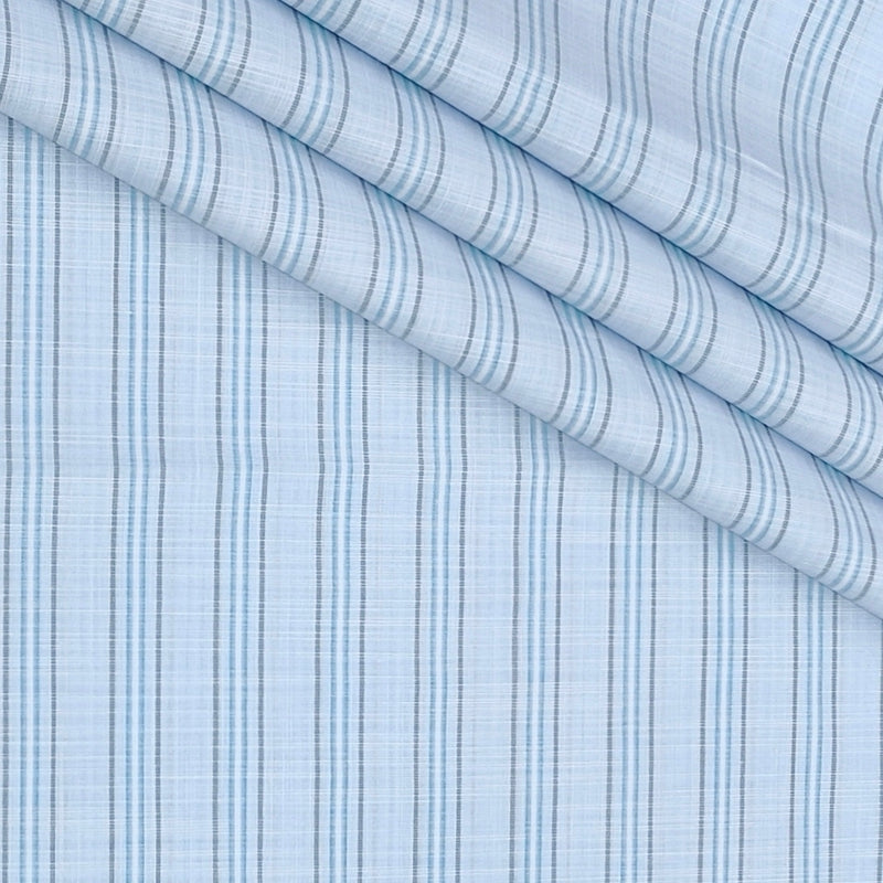 Shirt Fabric Arvind Poly Cotton Wrinkle Free Broad Lining With Slub Colour Sky Blue