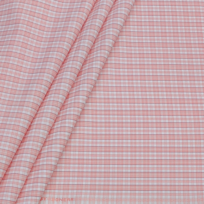 Shirt Fabric Donear Poly Cotton Wrinkle Free Check Colour Light Pink