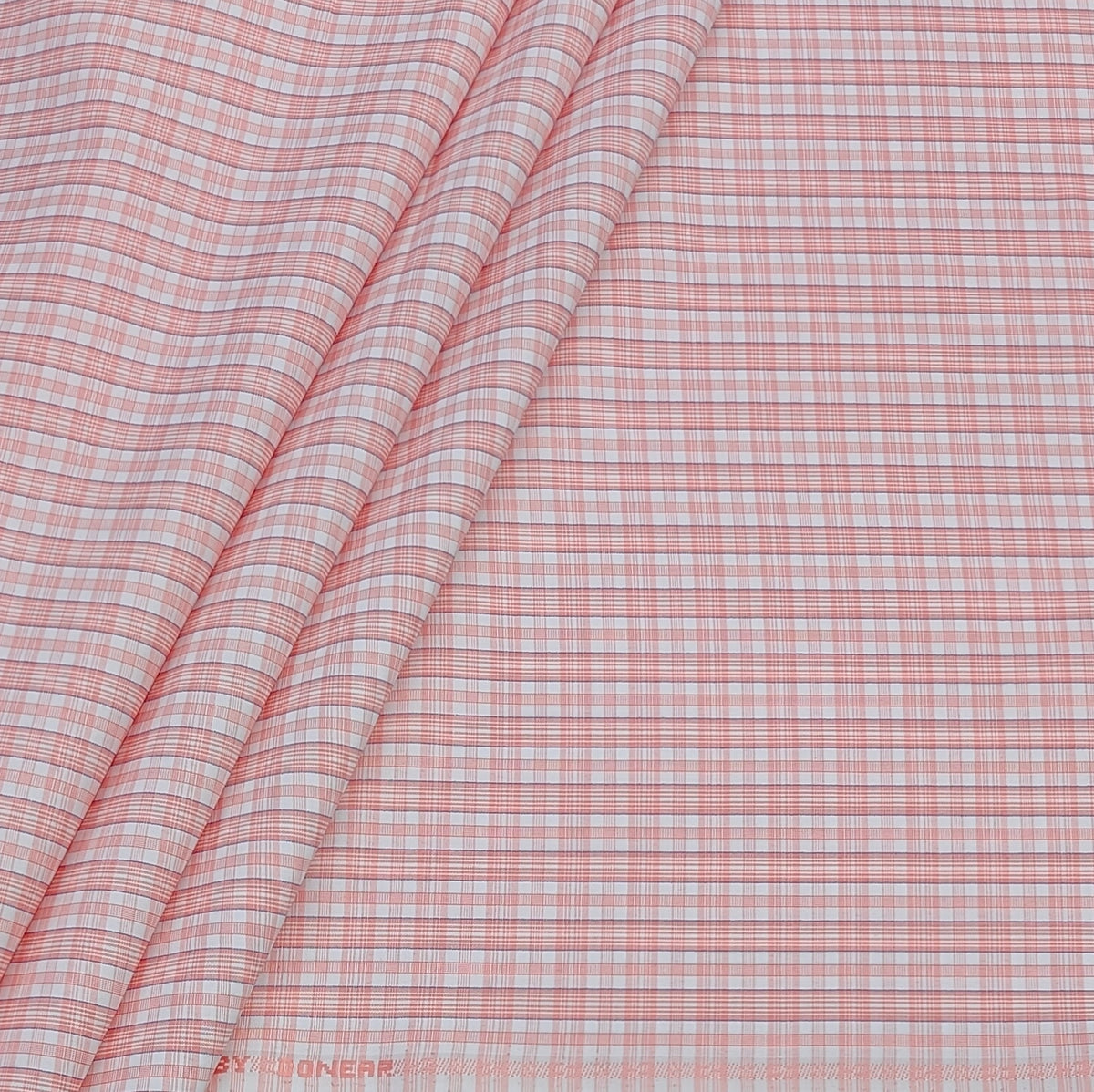 Shirt Fabric Donear Poly Cotton Wrinkle Free Check Colour Light Pink