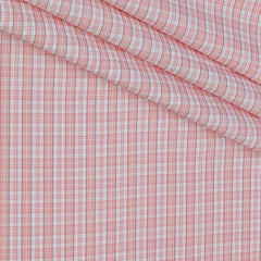 Shirt Fabric Donear Poly Cotton Wrinkle Free Check Colour Light Pink