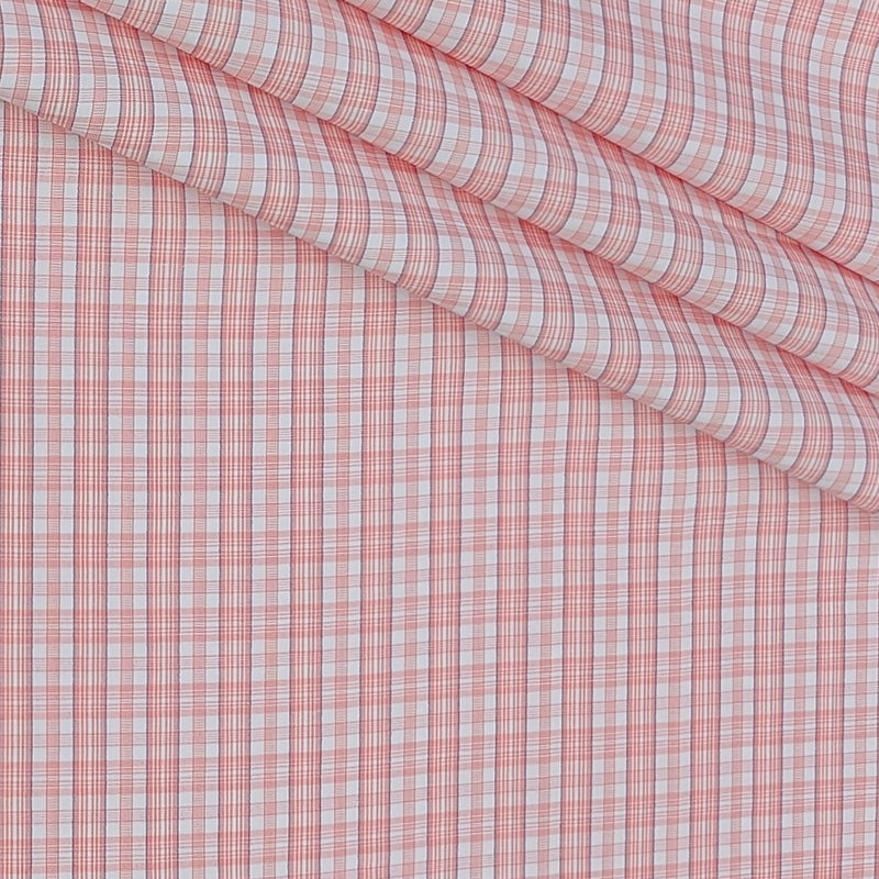 Shirt Fabric Donear Poly Cotton Wrinkle Free Check Colour Light Pink