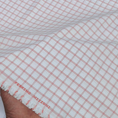 Shirt Fabric Ferrino Mizzoni  Poly Cotton Wrinkle Free Check Colour Faded Red N White