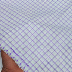Shirt Fabric Ferrino Mizzoni  Poly Cotton Wrinkle Free Check Colour Lavender N White