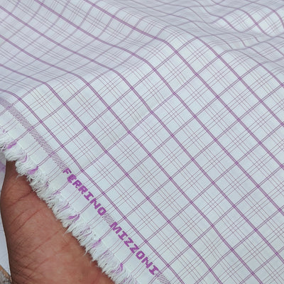 Shirt Fabric Ferrino Mizzoni  Poly Cotton Wrinkle Free Check Colour Ash Lavender