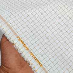 Shirt Fabric Ferrino Mizzoni  Poly Cotton Wrinkle Free Check Colour Brown