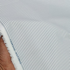 Shirt Fabric Ferrino Mizzoni  Poly Cotton Wrinkle Free Small Lining Colour Grey N White