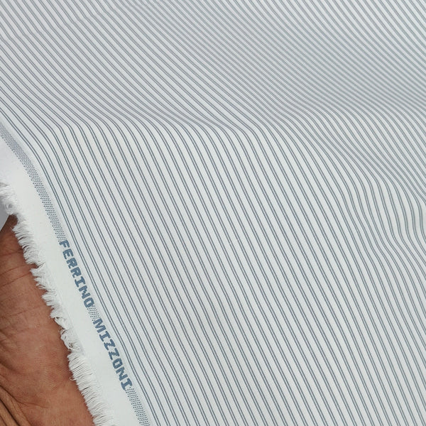 Shirt Fabric Ferrino Mizzoni  Poly Cotton Wrinkle Free Small Lining Colour Grey N White