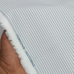 Shirt Fabric Ferrino Mizzoni  Poly Cotton Wrinkle Free Small Lining Colour Grey N White