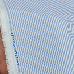 Shirt Fabric Ferrino Mizzoni  Poly Cotton Wrinkle Free Small Lining Colour Blue N White