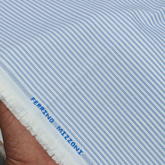 Shirt Fabric Ferrino Mizzoni  Poly Cotton Wrinkle Free Small Lining Colour Blue N White