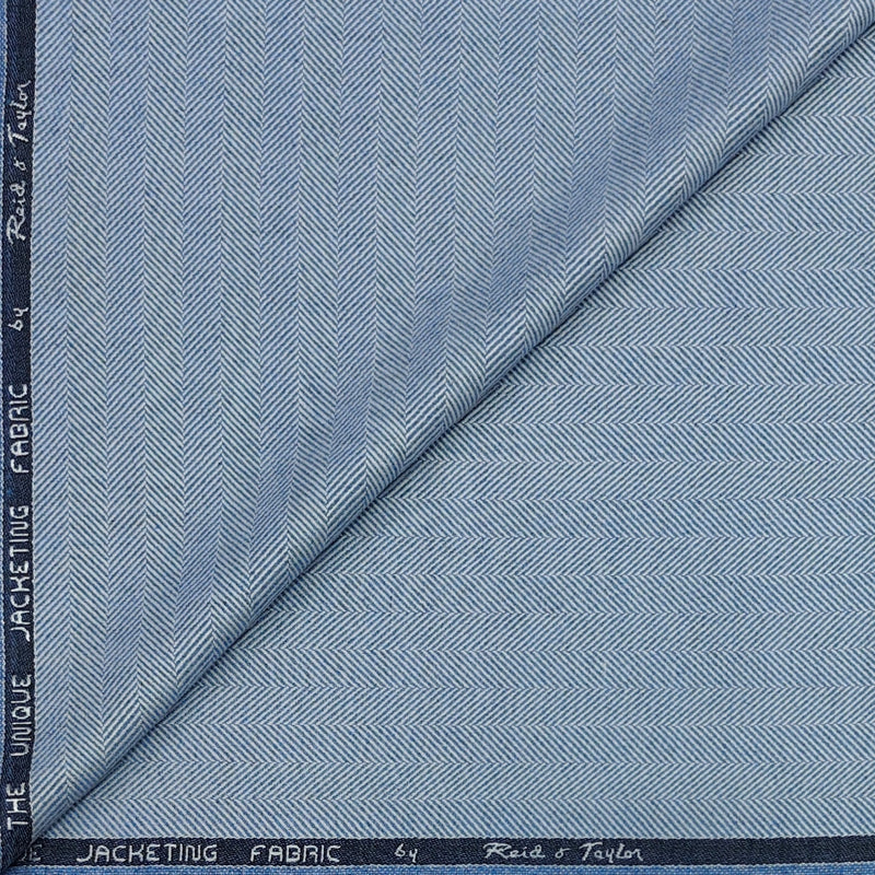Blazer Fabric Reid N Taylor Wool Blended Herrinbone Colour Light Blue