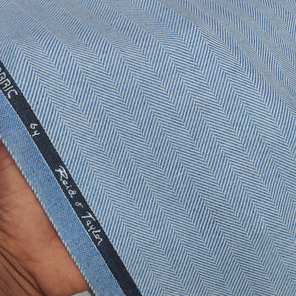 Blazer Fabric Reid N Taylor Wool Blended Herrinbone Colour Light Blue