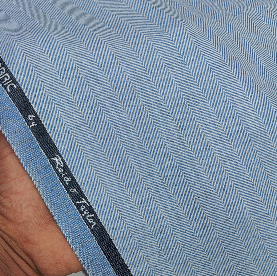 Tweed Blazer Fabric Reid N Taylor Wool Blended Herrinbone Colour Light Blue