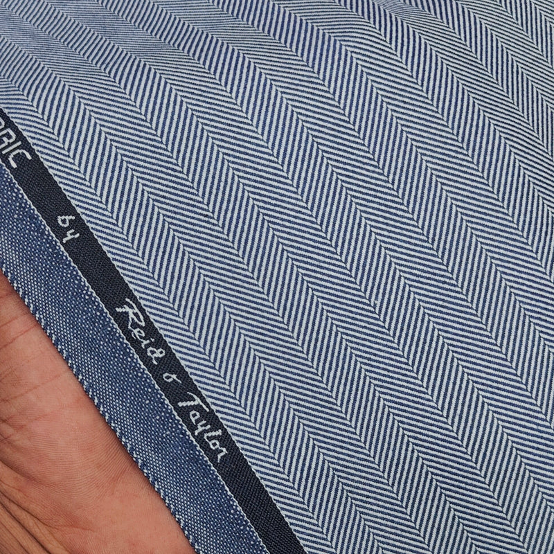Blazer Fabric Reid N Taylor Wool Blended Herrinbone Colour Pigeon Blue