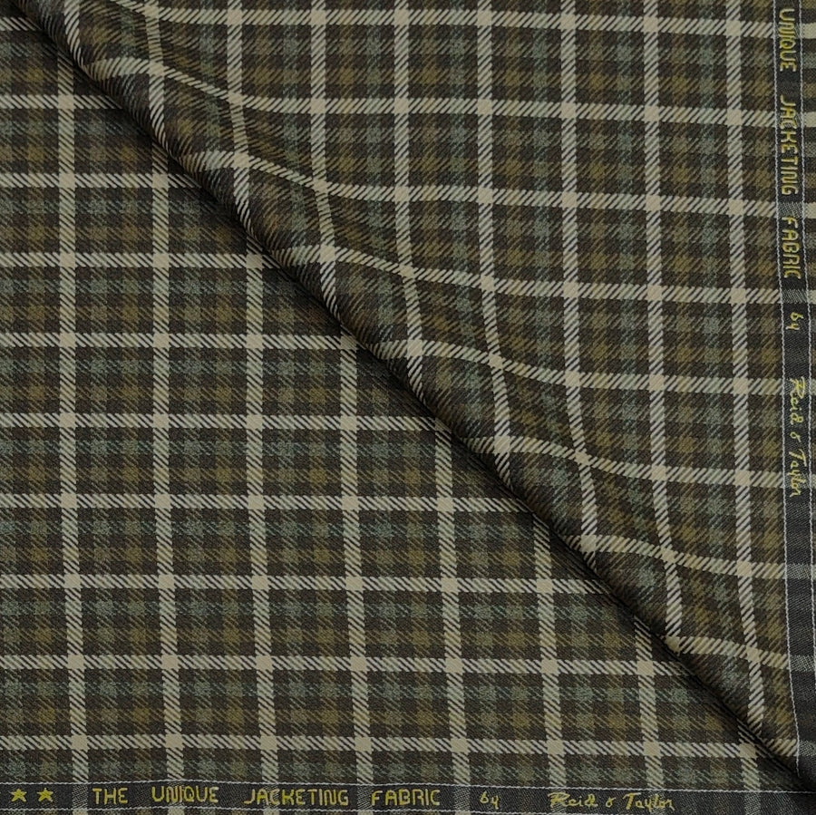 Tweed Blazer Fabric Reid N Taylor Check Colour Greenish Dry Moss Brown