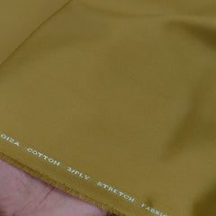 Trouser Fabric Donear Giza Cotton 2Ply Stretchable Plain Colour Olive Gold