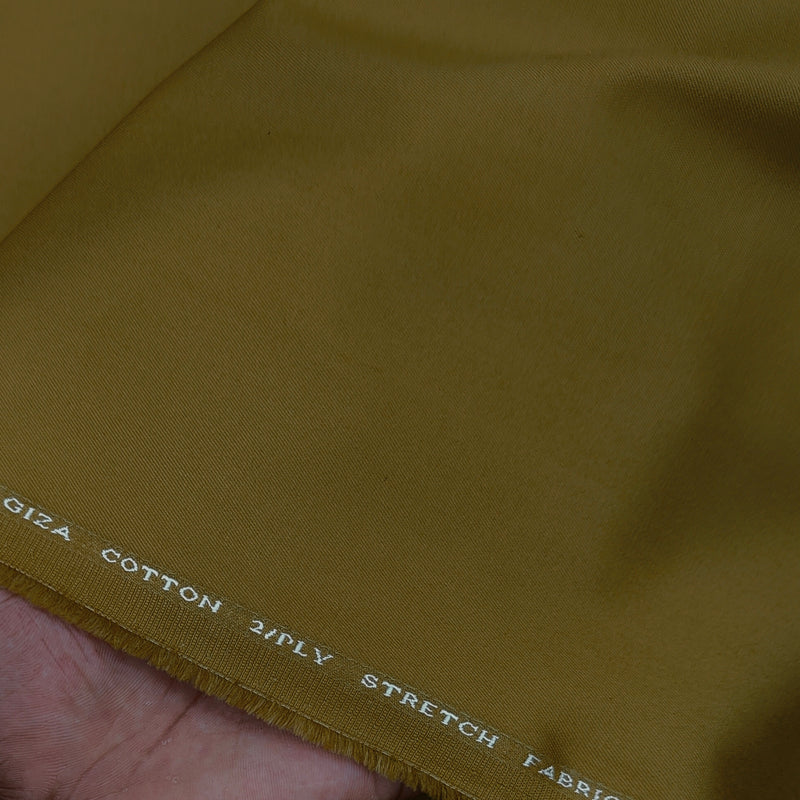 Trouser Fabric Donear Giza Cotton 2Ply Stretchable Plain Colour Golden Green