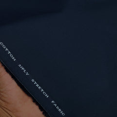 Trouser Fabric Donear Giza Cotton 2Ply Stretchable Plain Colour Dark Blue