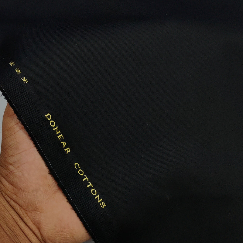 Trouser Fabric Donear Giza Cotton 2Ply Stretchable Plain Colour Black