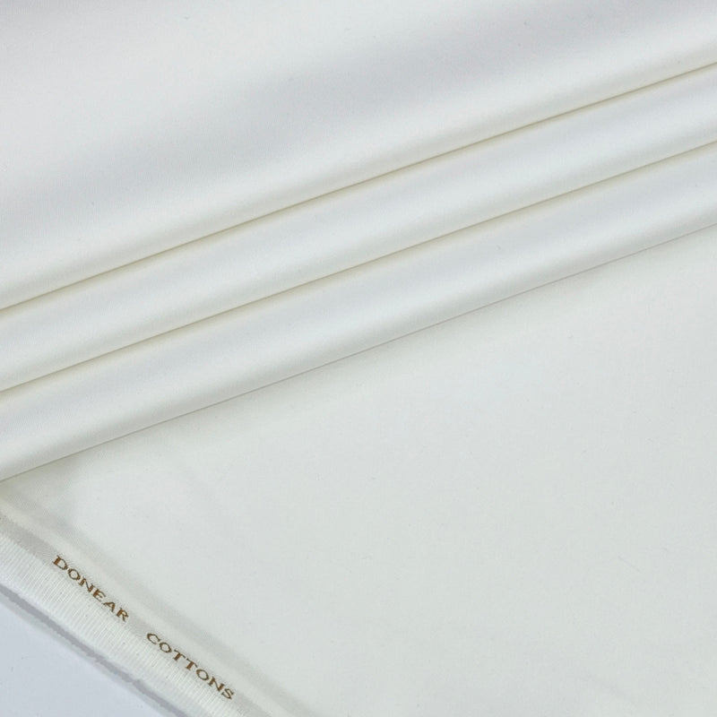 Trouser Fabric Donear Giza Cotton Stretchable Plain Colour Off White