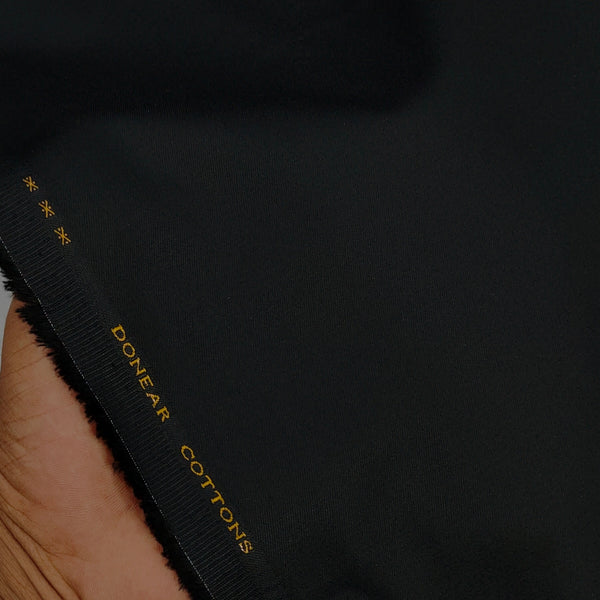 Trouser Fabric Donear Giza Cotton Stretchable Plain Colour Black