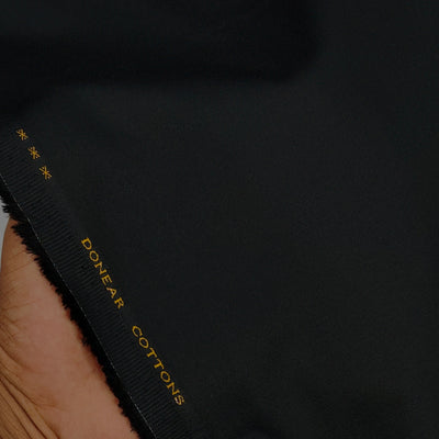 Trouser Fabric Donear Giza Cotton Stretchable Plain Colour Black