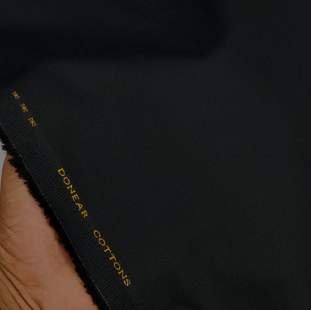 Trouser Fabric Donear Giza Cotton Stretchable Plain Colour Black